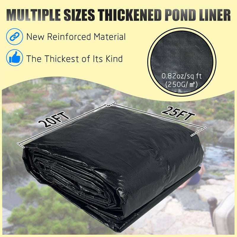 yeezo 20x25FT Reinforced PE Pond Liner, KOI Pond Liners for Outdoor Ponds, Enhanced 5-Layer Structure Pond Liner for Fish, Duck, Garden Raised Bed and Waterscape Pond(0.82oz/sq ft Thickness) - Image 3